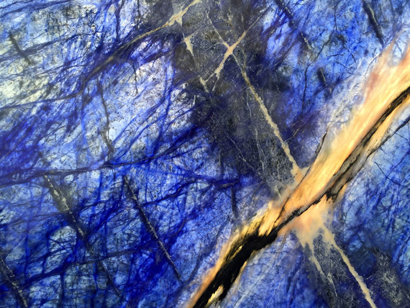 Blue sodalite with veins